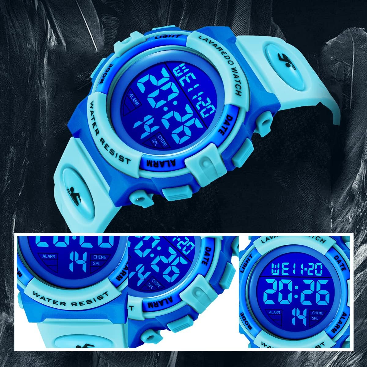 Kids Watch,Boys Watch for 3-12 Year Old Boys,Digital Sport Outdoor Multifunctional Chronograph LED 50 M Waterproof Alarm Calendar Analog Watch for Children with Silicone Band