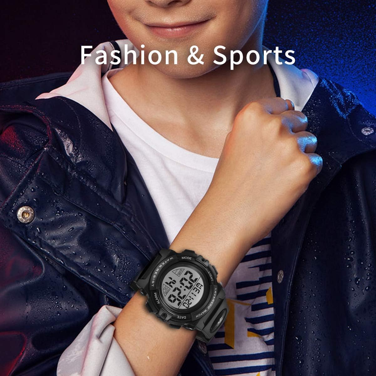 Kids Watch,Boys Watch for 3-12 Year Old Boys,Digital Sport Outdoor Multifunctional Chronograph LED 50 M Waterproof Alarm Calendar Analog Watch for Children with Silicone Band