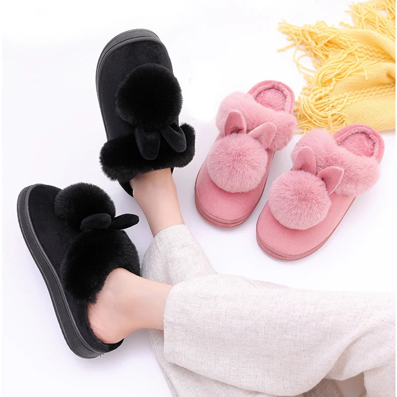 Women Home Slippers Indoor Bedroom Light Couple Slipper Solid Soft Flip Flops Winter Warm Furry Plush Shoes
